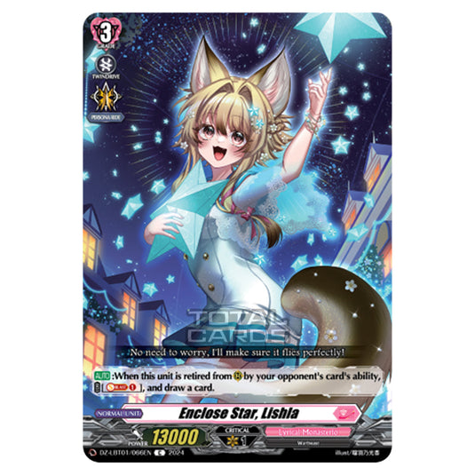 Enclose Star, Lishla DZ-LBT01/066EN card from the Cardfight!! Vanguard set Lyrical Monasterio Sparkling Stars!