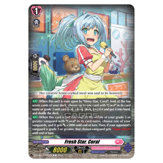 Fresh Star, Coral DZ-LBT01/082EN card from the Cardfight!! Vanguard set Lyrical Monasterio Sparkling Stars!