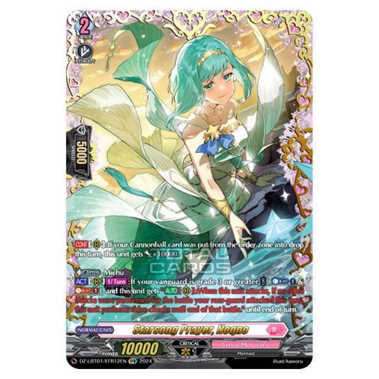 Starsong Prayer, Noqno DZ-LBT01/FFR12EN card from the Cardfight!! Vanguard set Lyrical Monasterio Sparkling Stars!