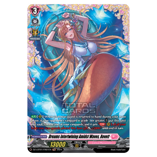 Dreams Intertwining Amidst Waves, Revett DZ-LBT01/FR01EN card from the Cardfight!! Vanguard set Lyrical Monasterio Sparkling Stars!