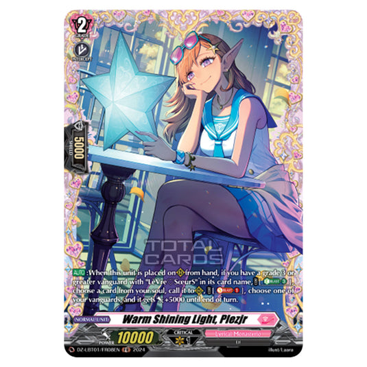 Warm Shining Light, Plezjr DZ-LBT01/FR08EN card from the Cardfight!! Vanguard set Lyrical Monasterio Sparkling Stars!