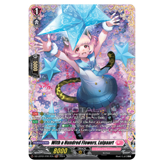 With a Hundred Flowers, Luipaart DZ-LBT01/FR17EN card from the Cardfight!! Vanguard set Lyrical Monasterio Sparkling Stars!