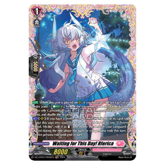 Waiting for This Day! Rferica DZ-LBT01/FR34EN card from the Cardfight!! Vanguard set Lyrical Monasterio Sparkling Stars!