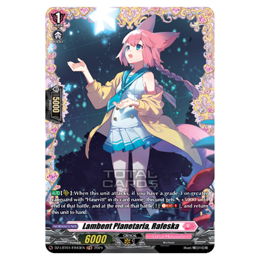 Lambent Planetaria, Rafeska DZ-LBT01/FR43EN card from the Cardfight!! Vanguard set Lyrical Monasterio Sparkling Stars!