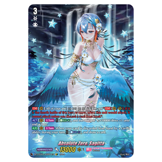 Absolute Zero, Sagitta DZ-LBT01/LSR01EN card from the Cardfight!! Vanguard set Lyrical Monasterio Sparkling Stars!
