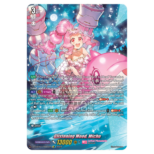 Glistening Mood, Michu DZ-LBT01/LSR03EN card from the Cardfight!! Vanguard set Lyrical Monasterio Sparkling Stars!