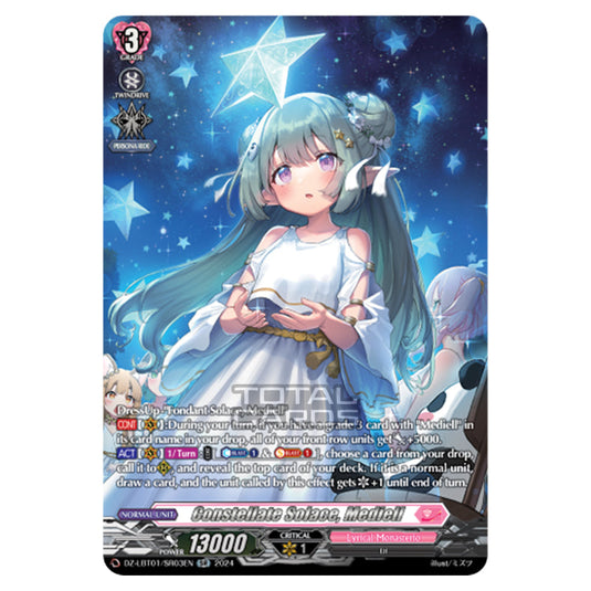 Constellate Solace, Mediell DZ-LBT01/SR03EN card from the Cardfight!! Vanguard set Lyrical Monasterio Sparkling Stars!