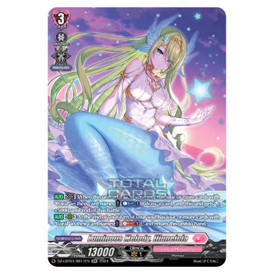 Luminous Melody, Illuneicia DZ-LBT01/SR11EN card from the Cardfight!! Vanguard set Lyrical Monasterio Sparkling Stars!