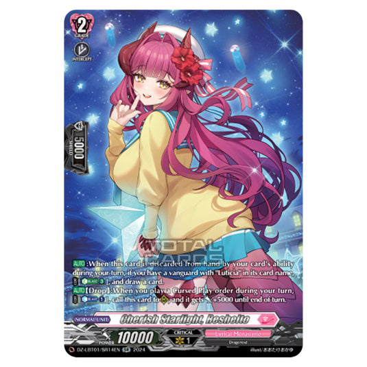 Cherish Starlight, Reshelto DZ-LBT01/SR14EN card from the Cardfight!! Vanguard set Lyrical Monasterio Sparkling Stars!