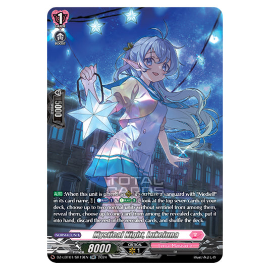 Mystical Night, Lukcluna DZ-LBT01/SR19EN card from the Cardfight!! Vanguard set Lyrical Monasterio Sparkling Stars!