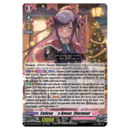 Cadeau ♡e Amour, Charmout DZ-LBT02/001EN card from the Cardfight!! Vanguard set Lyrical Monasterio Season of Wonders