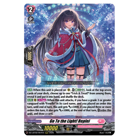 Go To the Light! Replei DZ-LBT02/007EN card from the Cardfight!! Vanguard set Lyrical Monasterio Season of Wonders