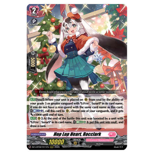 Hop Lop Heart, Rocclark DZ-LBT02/011EN card from the Cardfight!! Vanguard set Lyrical Monasterio Season of Wonders