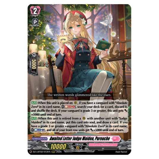 Awaited Letter Judge Maiden, Pureuche DZ-LBT02/012EN card from the Cardfight!! Vanguard set Lyrical Monasterio Season of Wonders
