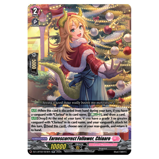 Earnescorrect Follower, Chiaaro DZ-LBT02/023EN card from the Cardfight!! Vanguard set Lyrical Monasterio Season of Wonders