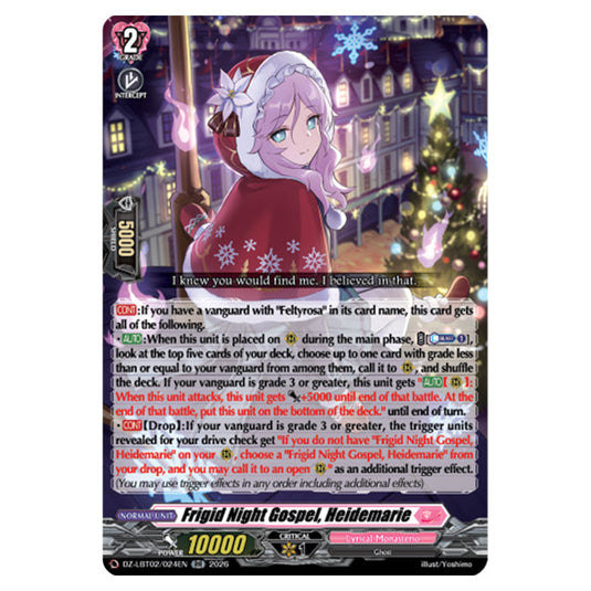 Frigid Night Gospel, Heidemarie DZ-LBT02/024EN card from the Cardfight!! Vanguard set Lyrical Monasterio Season of Wonders