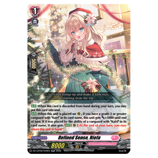 Refined Sense, Riefa DZ-LBT02/040EN card from the Cardfight!! Vanguard set Lyrical Monasterio Season of Wonders