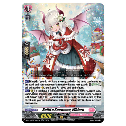 Build a Snowman, Whiero DZ-LBT02/041EN card from the Cardfight!! Vanguard set Lyrical Monasterio Season of Wonders
