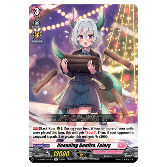 Unending Bonfire, Falory DZ-LBT02/046EN card from the Cardfight!! Vanguard set Lyrical Monasterio Season of Wonders