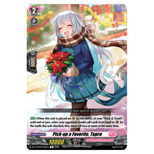 Pick-up a Favorite, Tupra DZ-LBT02/050EN card from the Cardfight!! Vanguard set Lyrical Monasterio Season of Wonders