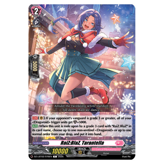RaiZ:BlaZ, Tarantella DZ-LBT02/076EN card from the Cardfight!! Vanguard set Lyrical Monasterio Season of Wonders