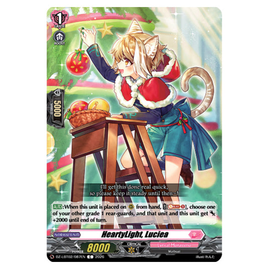 HeartyLight, Luciea DZ-LBT02/087EN card from the Cardfight!! Vanguard set Lyrical Monasterio Season of Wonders