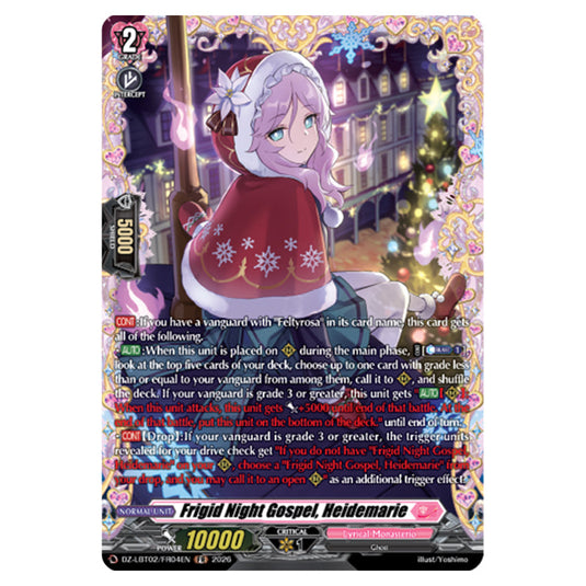 Frigid Night Gospel, Heidemarie DZ-LBT02/FR04EN card from the Cardfight!! Vanguard set Lyrical Monasterio Season of Wonders