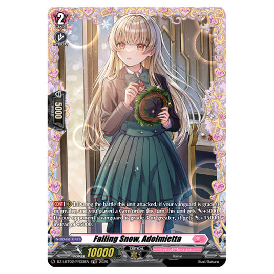 Falling Snow, Adolmietta DZ-LBT02/FR33EN card from the Cardfight!! Vanguard set Lyrical Monasterio Season of Wonders