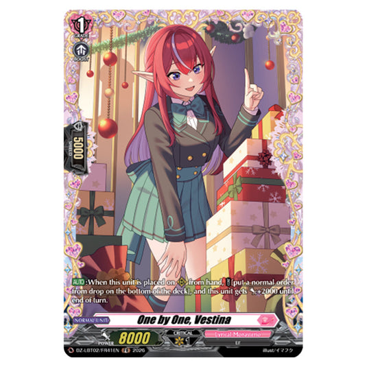 One by One, Vestina DZ-LBT02/FR41EN card from the Cardfight!! Vanguard set Lyrical Monasterio Season of Wonders