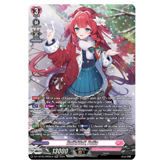 RaiZ:BlaZ, Folia DZ-LBT02/SR06EN card from the Cardfight!! Vanguard set Lyrical Monasterio Season of Wonders