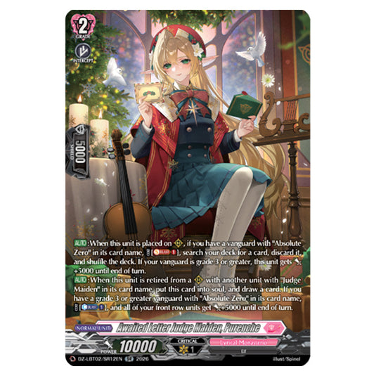 Awaited Letter Judge Maiden, Pureuche DZ-LBT02/SR12EN card from the Cardfight!! Vanguard set Lyrical Monasterio Season of Wonders