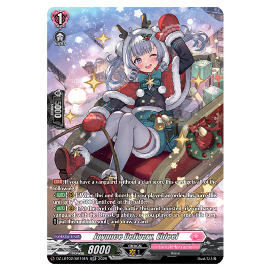 Joyance Delivery, Eldeel DZ-LBT02/SR15EN card from the Cardfight!! Vanguard set Lyrical Monasterio Season of Wonders
