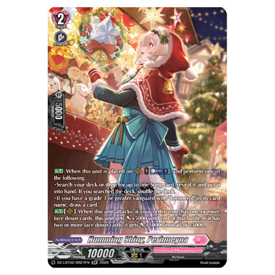 Humming Shiny, Perhmeyna DZ-LBT02/SR27EN card from the Cardfight!! Vanguard set Lyrical Monasterio Season of Wonders