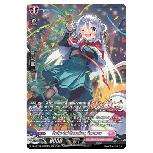 Colorful Cracker, Sonora DZ-LBT02/SR31EN card from the Cardfight!! Vanguard set Lyrical Monasterio Season of Wonders