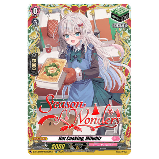 Hot Cooking, Milwhiz DZ-LBT02/TGR09EN card from the Cardfight!! Vanguard set Lyrical Monasterio Season of Wonders