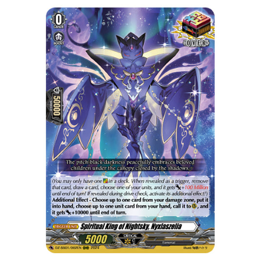 Spiritual King of Nightsky, Nyxlaszelia DZ-SS01/002EN card from the Cardfight!! Vanguard set Festival Booster 2024