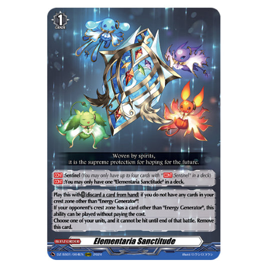 Elementaria Sanctitude DZ-SS01/004EN card from the Cardfight!! Vanguard set Festival Booster 2024