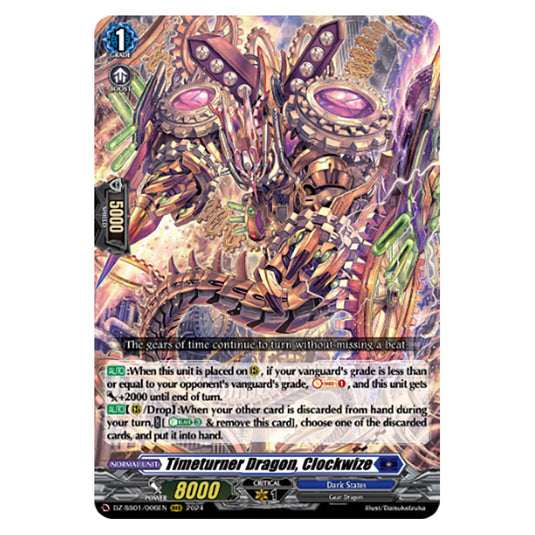 Timeturner Dragon, Clockwize DZ-SS01/006EN card from the Cardfight!! Vanguard set Festival Booster 2024