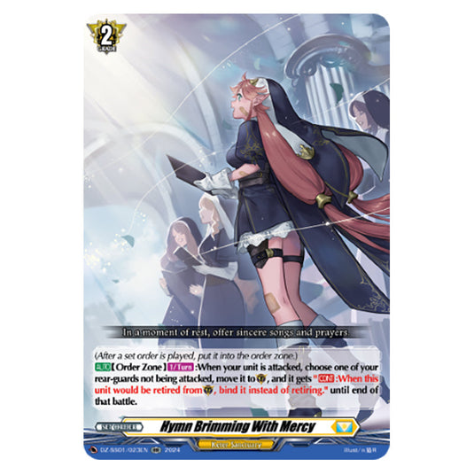 Hymn Brimming With Mercy DZ-SS01/023EN card from the Cardfight!! Vanguard set Festival Booster 2024