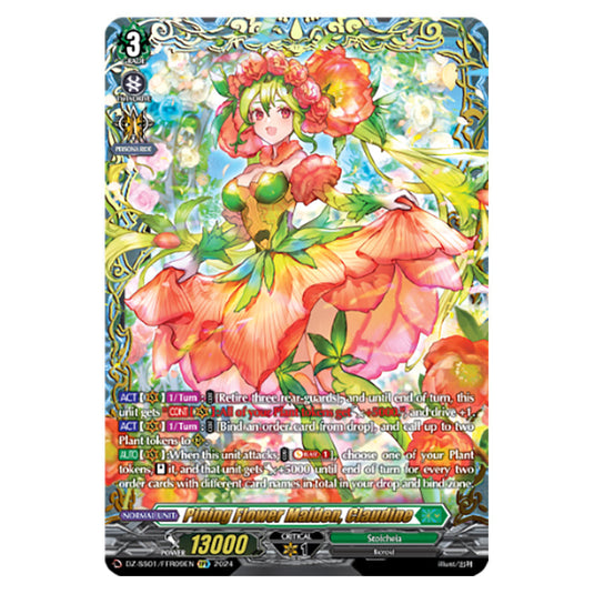 Pining Flower Maiden, Claudine DZ-SS01/FFR09EN card from the Cardfight!! Vanguard set Festival Booster 2024