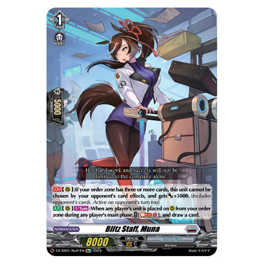 Blitz Staff, Muna DZ-SS01/Re41EN card from the Cardfight!! Vanguard set Festival Booster 2024