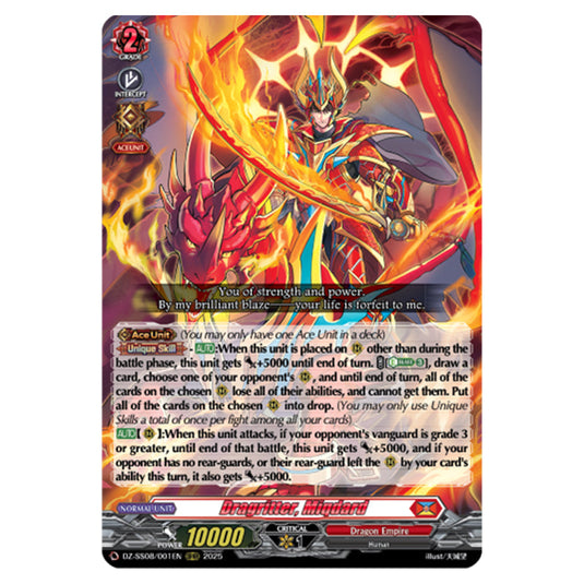 Dragritter, Miqdard DZ-SS08/001EN card from the Cardfight!! Vanguard set Festival Booster 2025