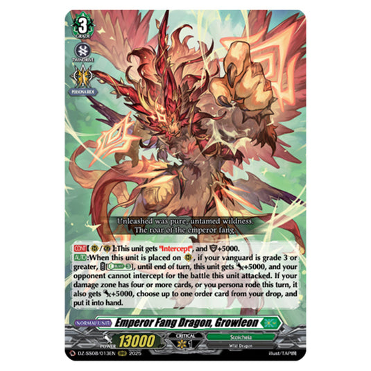 Emperor Fang Dragon, Growleon DZ-SS08/013EN card from the Cardfight!! Vanguard set Festival Booster 2025