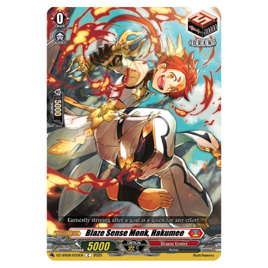 Blaze Sense Monk, Hakumee DZ-SS08/033EN card from the Cardfight!! Vanguard set Festival Booster 2025