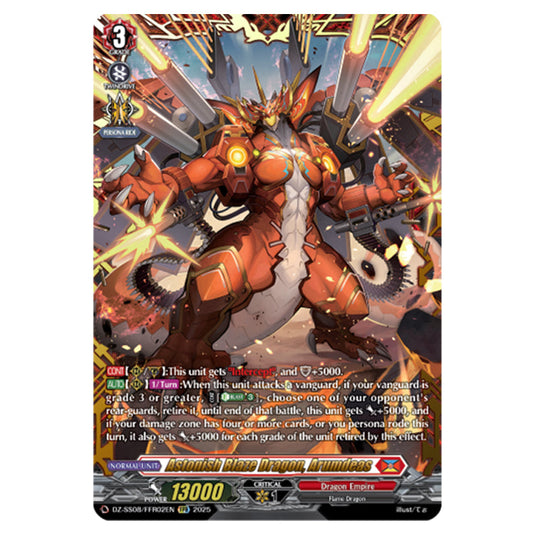 Astonish Blaze Dragon, Arumdeas DZ-SS08/FFR02EN card from the Cardfight!! Vanguard set Festival Booster 2025