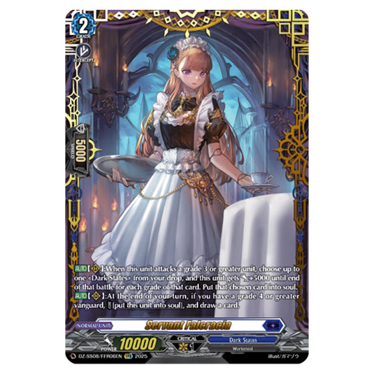 Servant Falcracia DZ-SS08/FFR06EN card from the Cardfight!! Vanguard set Festival Booster 2025