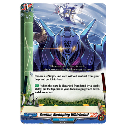 Fuuton, Sweeping Whirlwind DZ-TB01/015EN card from the Cardfight!! Vanguard set Future Card Buddyfight