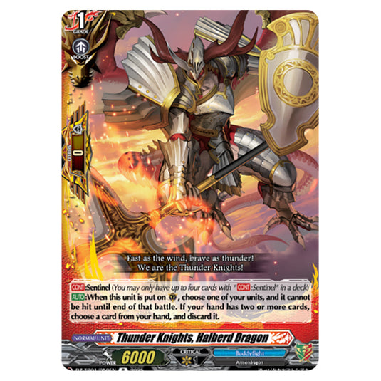 Thunder Knights, Halberd Dragon DZ-TB01/050EN card from the Cardfight!! Vanguard set Future Card Buddyfight