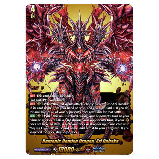 Demonic Demise Dragon, Azi Dahaka DZ-TB01/BR12EN card from the Cardfight!! Vanguard set Future Card Buddyfight