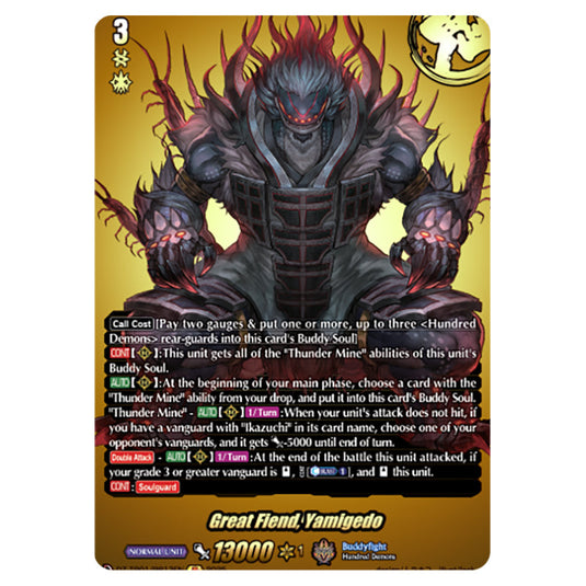 Great Fiend, Yamigedo DZ-TB01/BR13EN card from the Cardfight!! Vanguard set Future Card Buddyfight